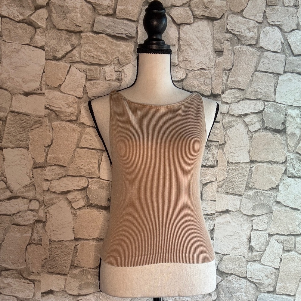 TWO TANK TOPS!! Pink Rose Brand Beige and Cream Ribbed Tank Tops